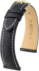 Leder-Uhrenarmband Hirsch Massai Ostrich L 04362051-7, schwarz, Straußenleder, Länge L, Quick Release