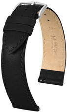 Leder-Uhrenarmband Hirsch Forest L 17920250-2, schwarz, Kalbsleder, Länge L, Quick Release