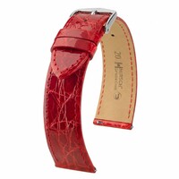 Leder-Uhrenarmband Hirsch Genuine Croco L 01808020-2, rot, Krokodilleder, Länge L, Quick Release