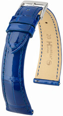 Leder-Uhrenarmband Hirsch London L 04307082-2, blau, Alligatorleder, Länge L, Quick Release