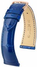 Leder-Uhrenarmband Hirsch London L 04307082-7, blau, Alligatorleder, Länge L, Quick Release