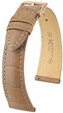 Uhrenarmband Hirsch London L 04307099-7, beige, Alligatorleder, Länge L, Quick Release