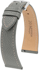 Leder-Uhrenarmband Hirsch Bologna L 01802030-2, grau, Kalbsleder, Länge L, Quick Release