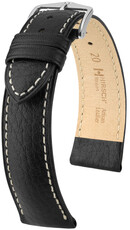 Leder-Uhrenarmband Hirsch Boston L 01302050NQ-2, schwarz, Kalbsleder, Länge L
