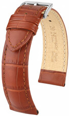 Leder-Uhrenarmband Hirsch Duke L 01028070NQ-2, braun, Kalbsleder, Länge L