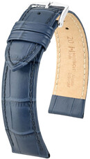 Leder-Uhrenarmband Hirsch Duke L 01028080NQ-2, blau, Kalbsleder, Länge L
