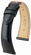 Lederband Hirsch London 04207150-7, schwarz, Alligatorenhaut, Quick Release
