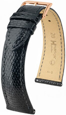 Lederband Hirsch London 04266150-7, schwarz, Eidechsenhaut, Quick Release