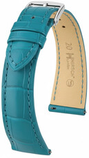 Leder-Uhrenarmband Hirsch London L 04207083-2, blau, Alligatorleder, Länge L, Quick Release