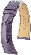 Leder-Uhrenarmband Hirsch London L 04207084-2, violett, Alligatorleder, Länge L, Quick Release