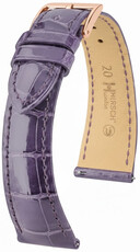 Leder-Uhrenarmband Hirsch London L 04207084-7, violett, Alligatorleder, Länge L, Quick Release