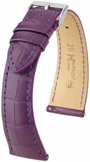 Leder-Uhrenarmband Hirsch London L 04207086-2, violett, Alligatorleder, Länge L, Quick Release
