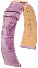 Leder-Uhrenarmband Hirsch London L 04207087-7, violett, Alligatorleder, Länge L, Quick Release
