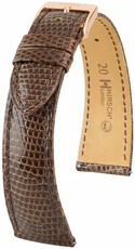 Leder-Uhrenarmband Hirsch London L 04266010-7, braun, Eidechsenleder, Länge L, Quick Release