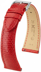 Leder-Uhrenarmband Hirsch London L 04266020-2, rot, Eidechsenleder, Länge L, Quick Release