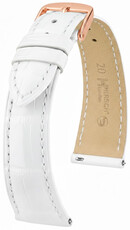Leder-Uhrenarmband Hirsch London L 04307000-7, weiß, Alligatorleder, Länge L, Quick Release