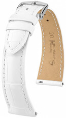 Leder-Uhrenarmband Hirsch London L 04307009-2, weiß, Alligatorleder, Länge L, Quick Release