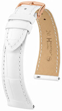 Leder-Uhrenarmband Hirsch London L 04307009-7, weiß, Alligatorleder, Länge L, Quick Release