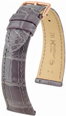 Leder-Uhrenarmband Hirsch London L 04307012-7, violett, Alligatorleder, Länge L, Quick Release