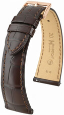 Leder-Uhrenarmband Hirsch London L 04307017-7, braun, Alligatorleder, Länge L, Quick Release