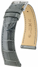 Uhrenarmband Hirsch London L 04307030-2, grau, Alligatorleder, Länge L, Quick Release