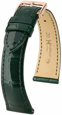 Leder-Uhrenarmband Hirsch London L 04307041-7, grün, Alligatorleder, Länge L, Quick Release