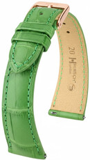 Leder-Uhrenarmband Hirsch London L 04307042-7, grün, Alligatorleder, Länge L, Quick Release