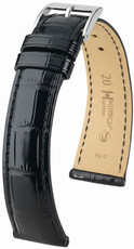 Leder-Uhrenarmband Hirsch London L 04307050-2, schwarz, Alligatorleder, Länge L, Quick Release