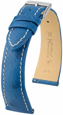 Leder-Uhrenarmband Hirsch Massai Ostrich 04262184-2, blau, Straußenleder, Quick Release