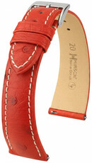 Leder-Uhrenarmband Hirsch Massai Ostrich L 04262021-2, rot, Straußenleder, Länge L, Quick Release