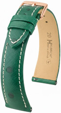 Leder-Uhrenarmband Hirsch Massai Ostrich L 04262041-7, grün, Straußenleder, Länge L, Quick Release