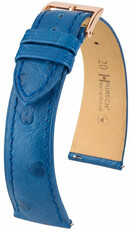 Leder-Uhrenarmband Hirsch Massai Ostrich L 04262085-7, blau, Straußenleder, Länge L, Quick Release