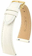 Leder-Uhrenarmband Hirsch Regent L 04107009-1, weiß, Alligatorleder, Länge L, Quick Release