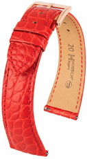 Leder-Uhrenarmband Hirsch Regent L 04107029-7, rot, Alligatorleder, Länge L, Quick Release