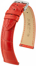 Leder-Uhrenarmband Hirsch London L 04207029-2, rot, Alligatorleder, Länge L, Quick Release