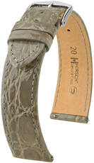 Leder-Uhrenarmband Hirsch Genuine Croco L 01808030-2, grau, Krokodilleder, Länge L, Quick Release