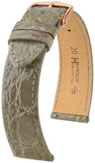 Leder-Uhrenarmband Hirsch Genuine Croco L 01808030-7, grau, Krokodilleder, Länge L, Quick Release