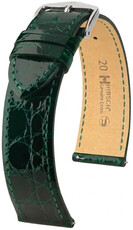 Leder-Uhrenarmband Hirsch Genuine Croco L 01808040-2, grün, Krokodilleder, Länge L, Quick Release