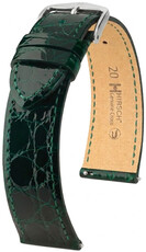 Lederband Hirsch Genuine Croco 01808140-2, Grün, Krokodilhaut, Quick Release