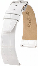 Leder-Uhrenarmband Hirsch Prestige L 02207000-2, weiß, Alligatorleder, Länge L, Quick Release