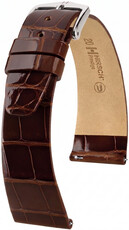 Leder-Uhrenarmband Hirsch Prestige L 02207010-2, braun, Alligatorleder, Länge L, Quick Release