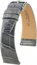 Leder-Uhrenarmband Hirsch Prestige L 02207030-2, grau, Alligatorleder, Länge L, Quick Release