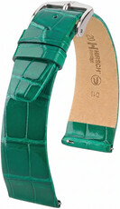 Leder-Uhrenarmband Hirsch Prestige L 02207040-2, grün, Alligatorleder, Länge L, Quick Release