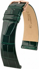 Leder-Uhrenarmband Hirsch Prestige L 02207041-7, grün, Alligatorleder, Länge L, Quick Release