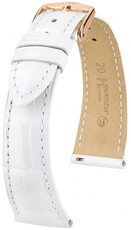 Leder-Uhrenarmband Hirsch London L 04207000-7, weiß, Alligatorleder, Länge L, Quick Release