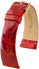 Leder-Uhrenarmband Hirsch Prestige L 02208020-7, rot, Krokodilleder, Länge L, Quick Release