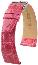 Leder-Uhrenarmband Hirsch Prestige L 02208025-2, rosa, Krokodilleder, Länge L, Quick Release