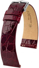 Leder-Uhrenarmband Hirsch Prestige L 02208060-2, rot, Krokodilleder, Länge L, Quick Release