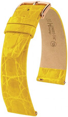 Leder-Uhrenarmband Hirsch Prestige L 02208072-7, gelb, Krokodilleder, Länge L, Quick Release