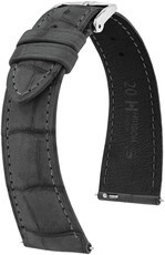 Leder-Uhrenarmband Hirsch London Nubuk L 04277030-2, grau, Alligatorleder, Länge L, Quick Release